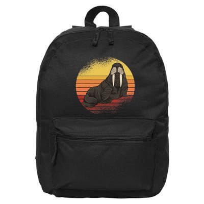 Retro Ocean Animal Sea Walrus Lover Walrus 16 in Basic Backpack
