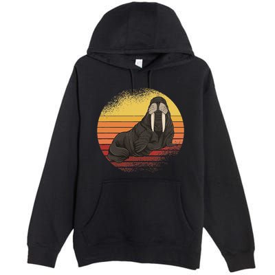 Retro Ocean Animal Sea Walrus Lover Walrus Premium Pullover Hoodie