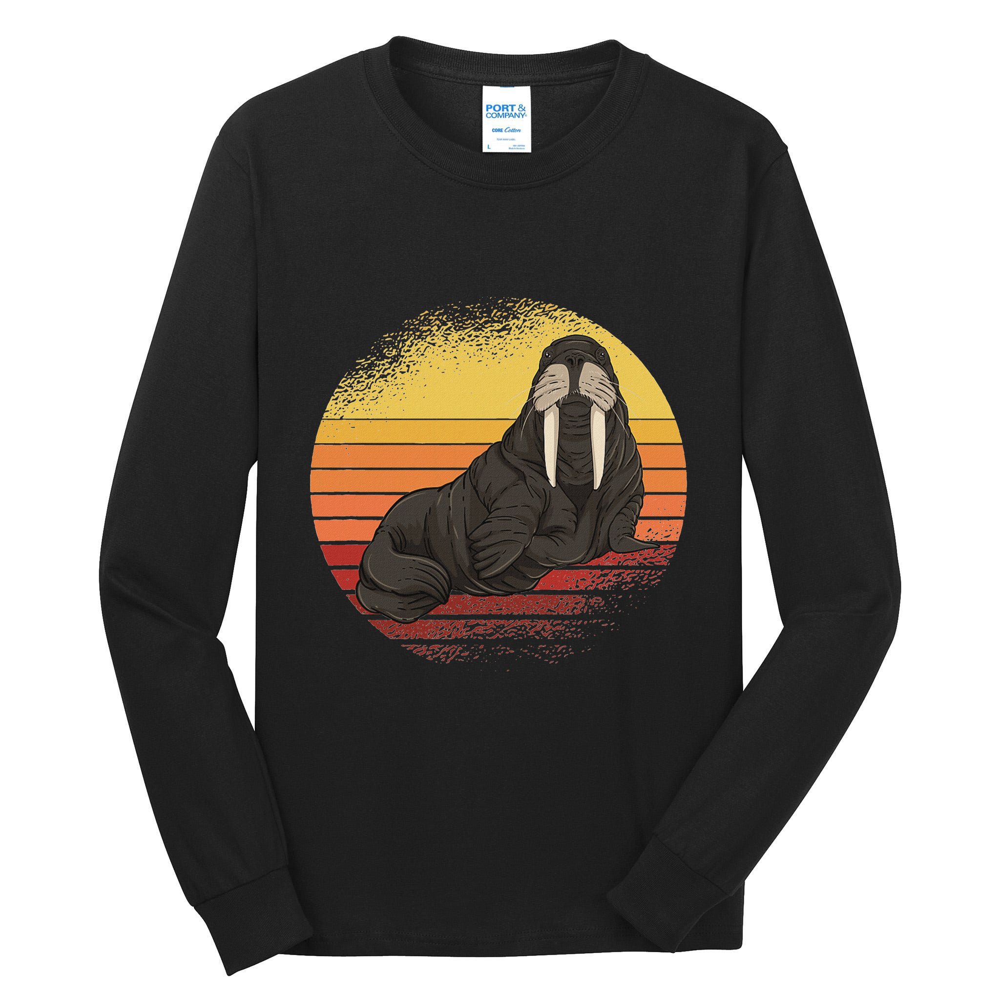 Retro Ocean Animal Sea Walrus Lover Walrus Tall Long Sleeve T-Shirt