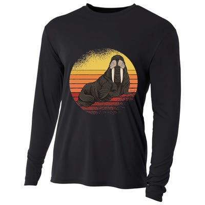 Retro Ocean Animal Sea Walrus Lover Walrus Cooling Performance Long Sleeve Crew