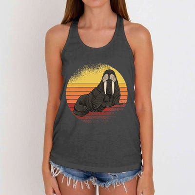 Retro Ocean Animal Sea Walrus Lover Walrus Women's Knotted Racerback Tank
