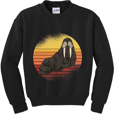 Retro Ocean Animal Sea Walrus Lover Walrus Kids Sweatshirt