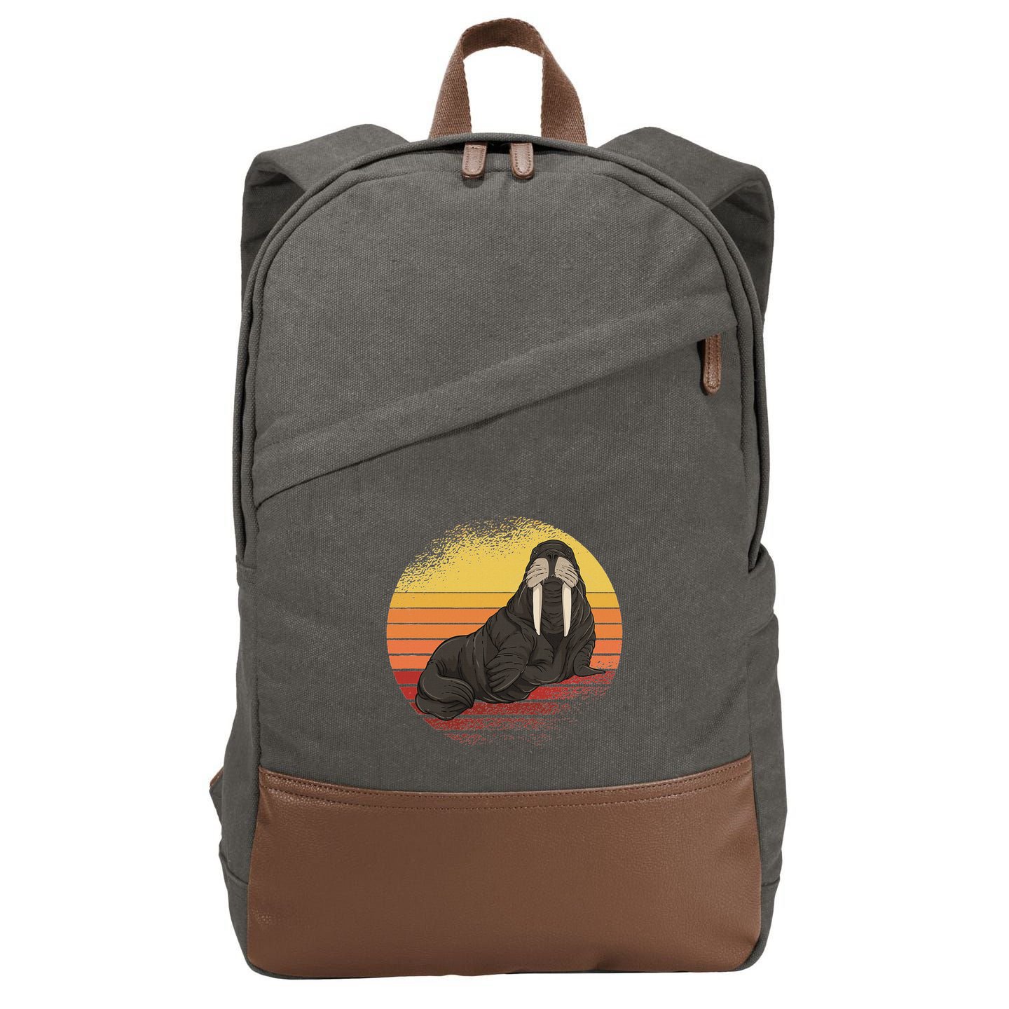 Retro Ocean Animal Sea Walrus Lover Walrus Cotton Canvas Backpack