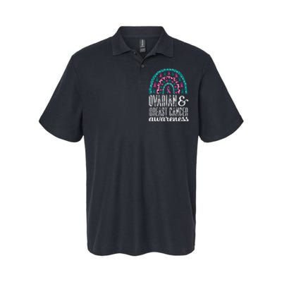 Rainbow Ovarian and Breast Cancer Awareness Pink Teal Ribbon Softstyle Adult Sport Polo