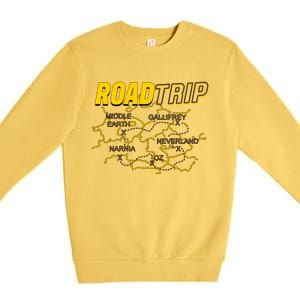 Road Trip Fantasy Treasure Map Premium Crewneck Sweatshirt