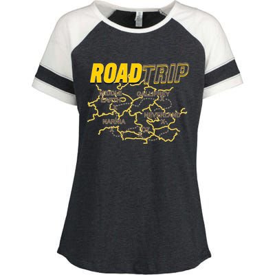 Road Trip Fantasy Treasure Map Enza Ladies Jersey Colorblock Tee