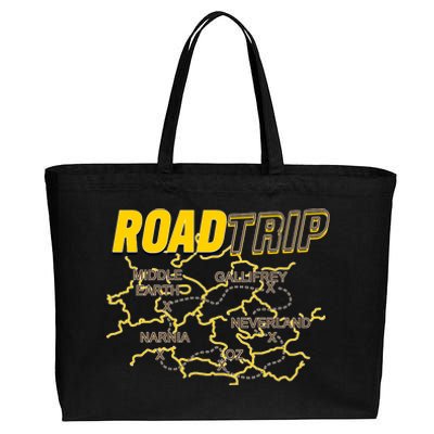 Road Trip Fantasy Treasure Map Cotton Canvas Jumbo Tote