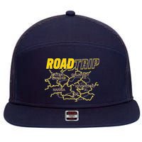 Road Trip Fantasy Treasure Map 7 Panel Mesh Trucker Snapback Hat
