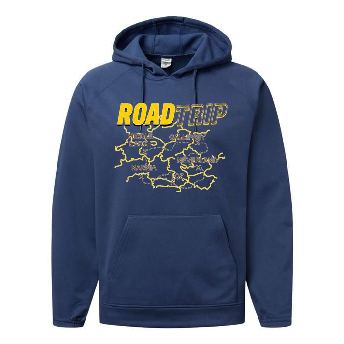 Road Trip Fantasy Treasure Map Performance Fleece Hoodie