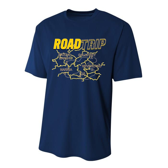 Road Trip Fantasy Treasure Map Performance Sprint T-Shirt