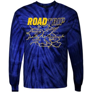 Road Trip Fantasy Treasure Map Tie-Dye Long Sleeve Shirt