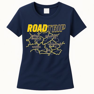 Road Trip Fantasy Treasure Map Womens T-Shirt