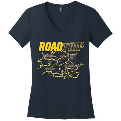 Road Trip Fantasy Treasure Map Women's V-Neck T-Shirt