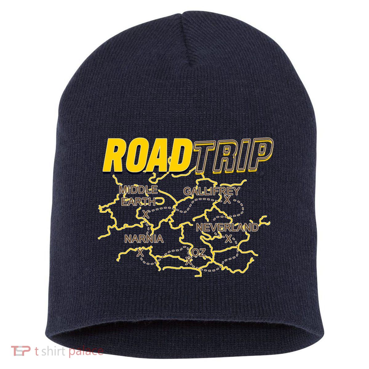 Road Trip Fantasy Treasure Map Short Acrylic Beanie