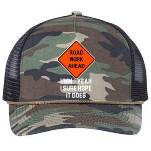 Road Work Ahead Funny Construction Retro Rope Trucker Hat Cap