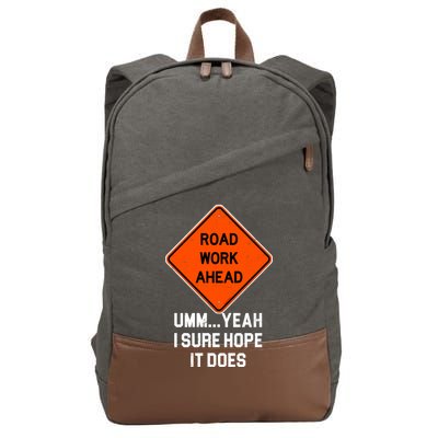 Road Work Ahead Funny Construction Cotton Canvas Backpack