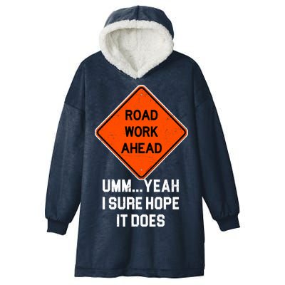 Road Work Ahead Funny Construction Hooded Wearable Blanket