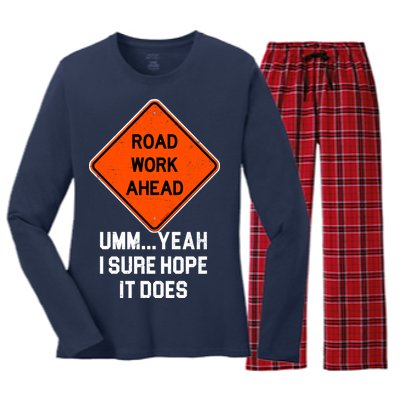 Road Work Ahead Funny Construction Women's Long Sleeve Flannel Pajama Set 