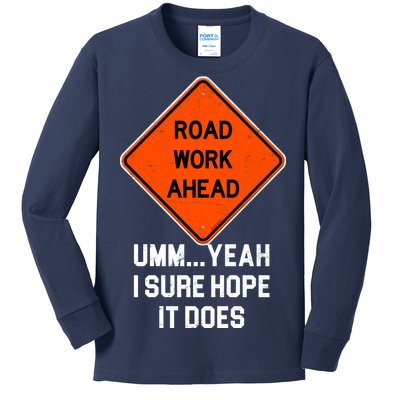 Road Work Ahead Funny Construction Kids Long Sleeve Shirt