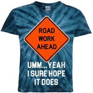 Road Work Ahead Funny Construction Kids Tie-Dye T-Shirt