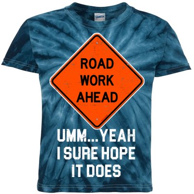 Road Work Ahead Funny Construction Kids Tie-Dye T-Shirt