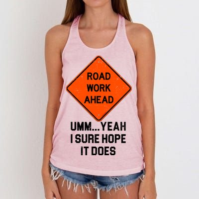 Road Work Ahead Funny Construction Women's Knotted Racerback Tank