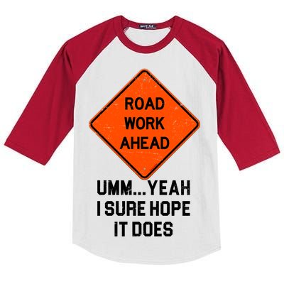 Road Work Ahead Funny Construction Kids Colorblock Raglan Jersey