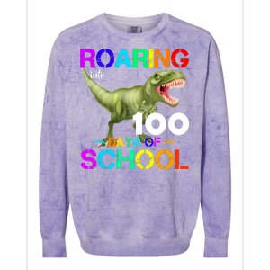 Roaring Into 100 Days Of School Colorblast Crewneck Sweatshirt