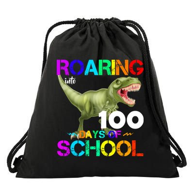 Roaring Into 100 Days Of School Drawstring Bag