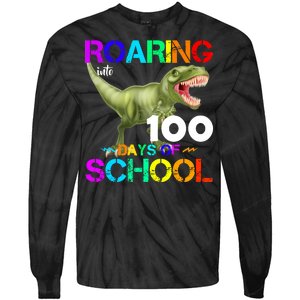 Roaring Into 100 Days Of School Tie-Dye Long Sleeve Shirt