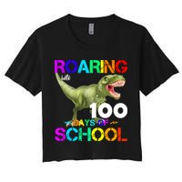 Roaring Into 100 Days Of School Women's Crop Top Tee