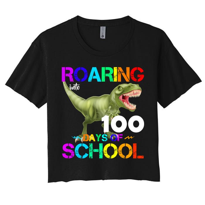 Roaring Into 100 Days Of School Women's Crop Top Tee