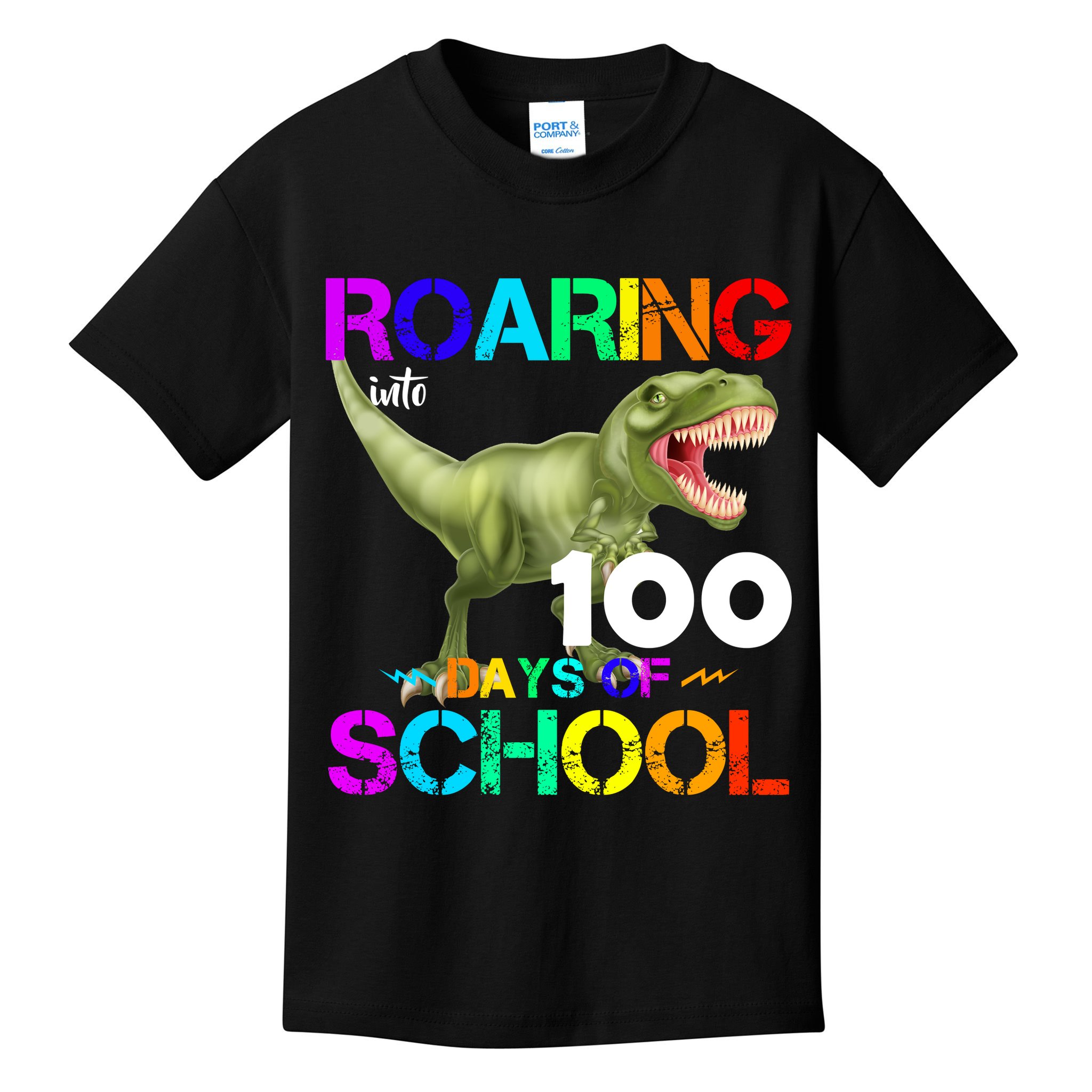 Roaring Into 100 Days Of School Kids T-Shirt
