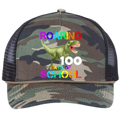 Roaring Into 100 Days Of School Retro Rope Trucker Hat Cap