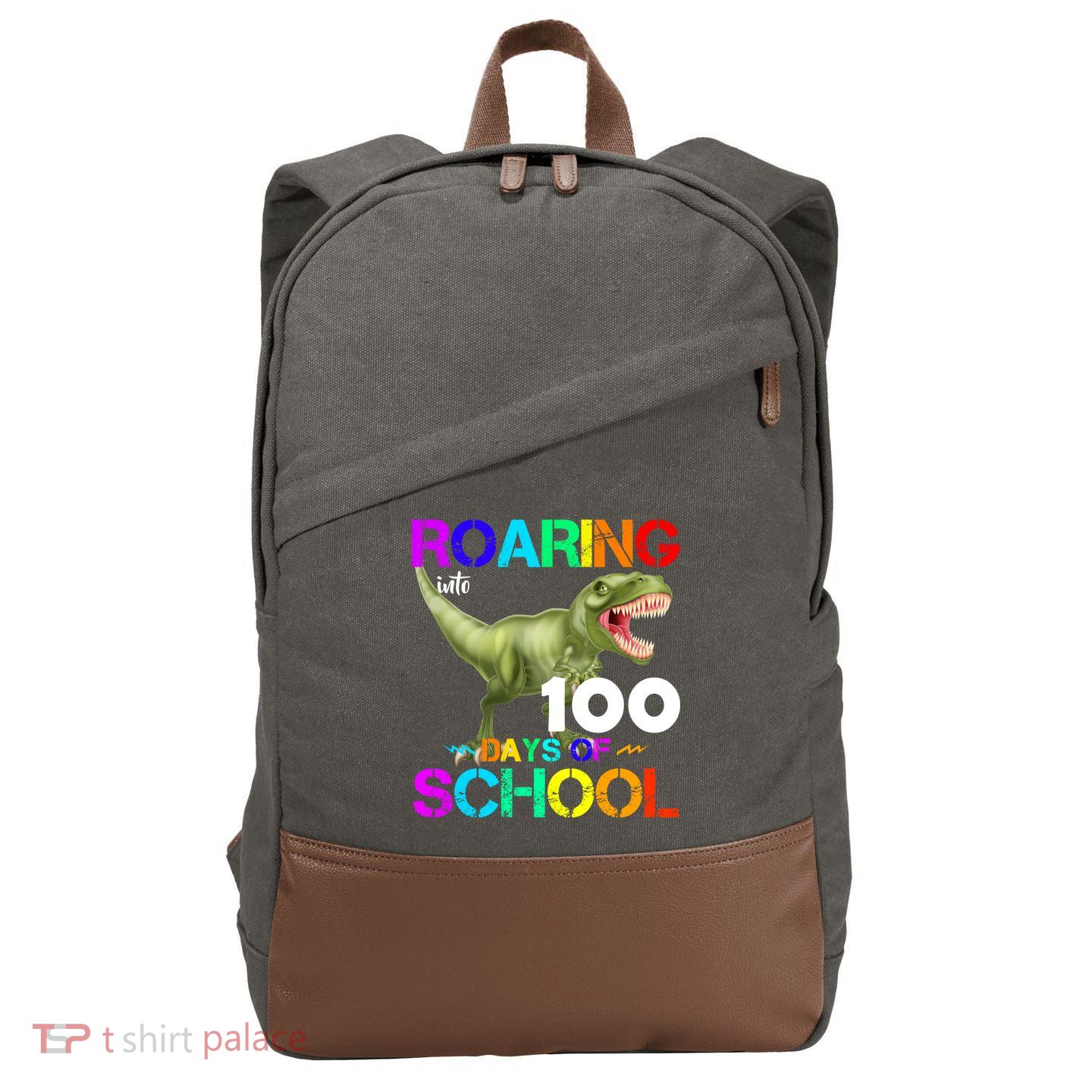 Roaring Into 100 Days Of School Cotton Canvas Backpack