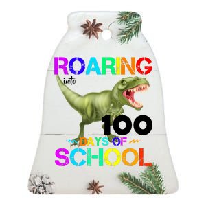 Roaring Into 100 Days Of School Ceramic Bell Ornament