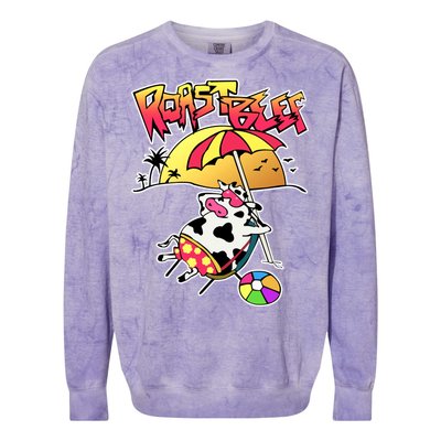 Roast Beef Dustin Cow On The Beach Colorblast Crewneck Sweatshirt