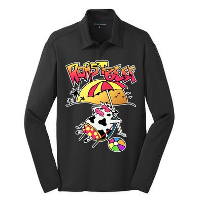 Roast Beef Dustin Cow On The Beach Silk Touch Performance Long Sleeve Polo