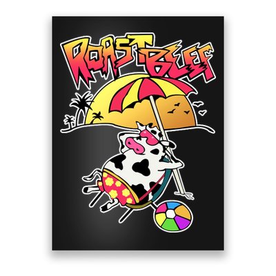 Roast Beef Dustin Cow On The Beach Poster
