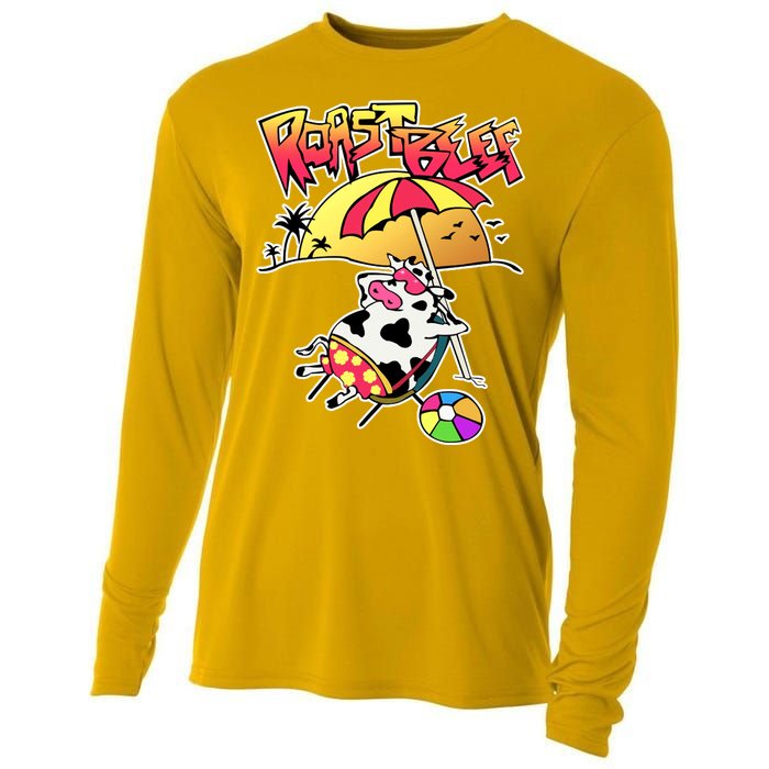 Roast Beef Dustin Cow On The Beach Cooling Performance Long Sleeve Crew