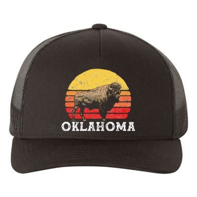 Retro Oklahoma & Bison Vintage American Buffalo 80s Sunset Yupoong Adult 5-Panel Trucker Hat