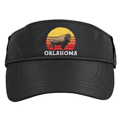 Retro Oklahoma & Bison Vintage American Buffalo 80s Sunset Adult Drive Performance Visor