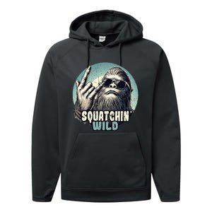 Rock On Bigfoot Sasquatch Rock on Performance Fleece Hoodie