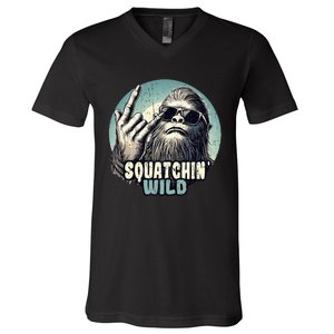 Rock On Bigfoot Sasquatch Rock on V-Neck T-Shirt