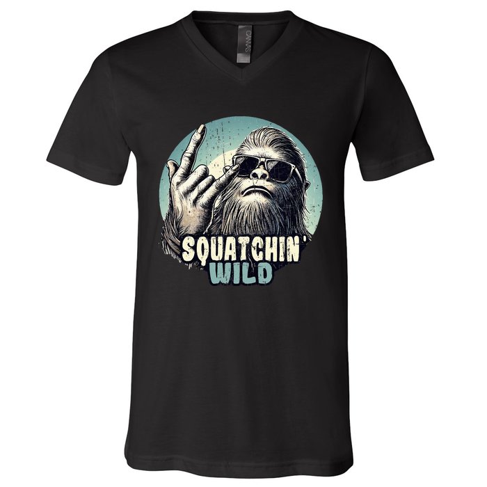 Rock On Bigfoot Sasquatch Rock on V-Neck T-Shirt