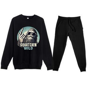 Rock On Bigfoot Sasquatch Rock on Premium Crewneck Sweatsuit Set