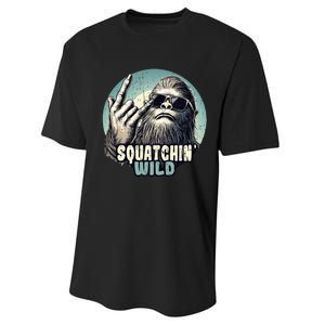 Rock On Bigfoot Sasquatch Rock on Performance Sprint T-Shirt