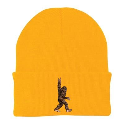 Rock On Bigfoot Sasquatch Loves Rock And Roll Sunglasses On Knit Cap Winter Beanie