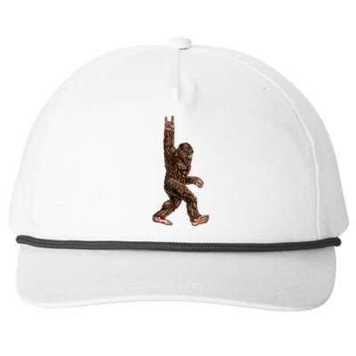 Rock On Bigfoot Sasquatch Loves Rock And Roll Sunglasses On Snapback Five-Panel Rope Hat