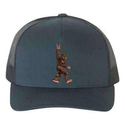 Rock On Bigfoot Sasquatch Loves Rock And Roll Sunglasses On Yupoong Adult 5-Panel Trucker Hat